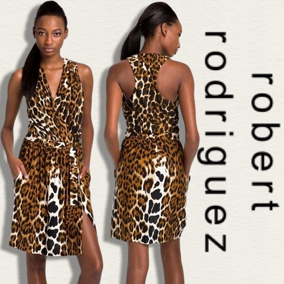 ROBERT RODRIGUEZ Faux Cheetah Wrap Dress - Picture 3 of 9